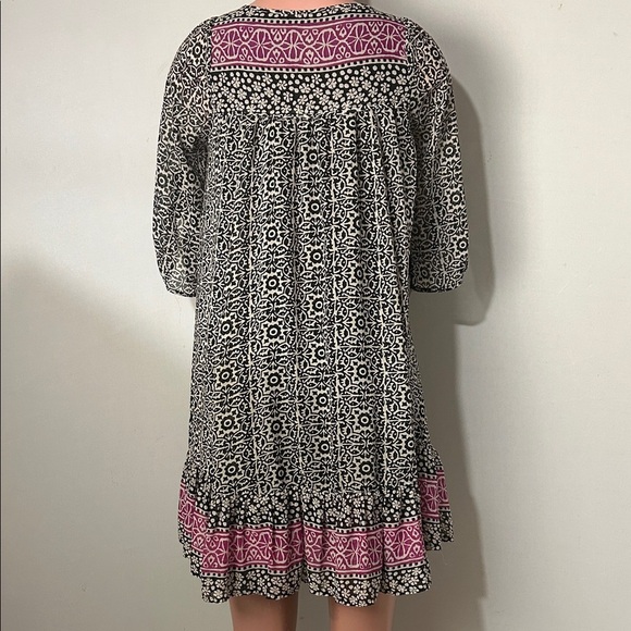 Free People Swing Dress Black Purple Midi Tassel Boho Peasant Hippie Small P - Picture 9 of 16